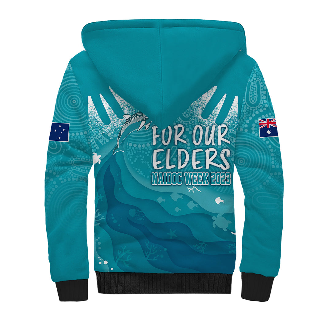 NAIDOC Week 2023 Sherpa Hoodie For Our Elders Torres Strait Dolphin Aboriginal Dot Arts - Vibe Hoodie Shop