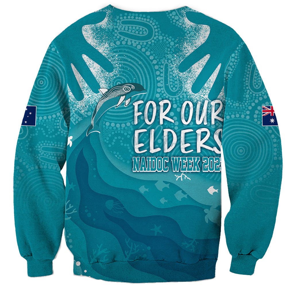 NAIDOC Week 2023 Sweatshirt For Our Elders Torres Strait Dolphin Aboriginal Dot Arts - Vibe Hoodie Shop