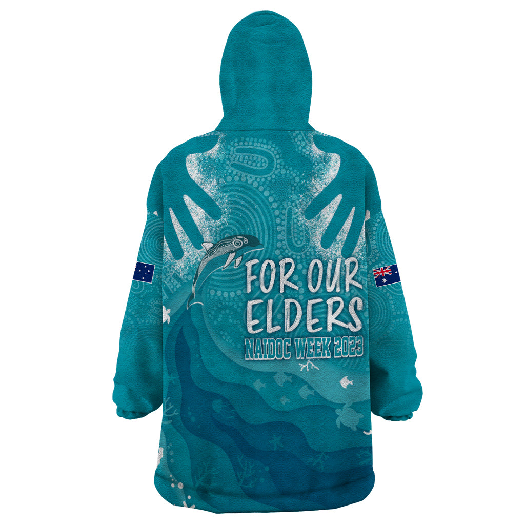 NAIDOC Week 2023 Wearable Blanket Hoodie For Our Elders Torres Strait Dolphin Aboriginal Dot Arts - Vibe Hoodie Shop