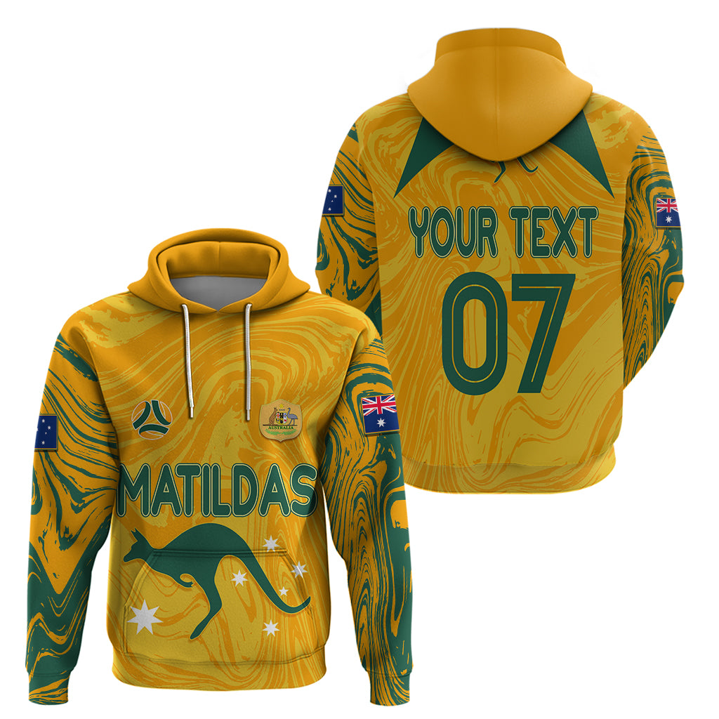 Personalised Aussie Matildas Hoodie 2023 Women World Cup Marble Patterns LT7 - Vibe Hoodie Shop