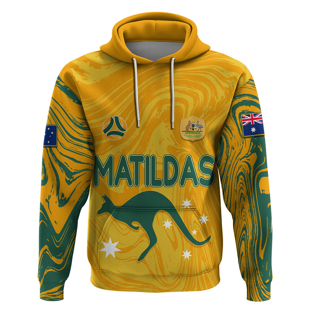 Personalised Aussie Matildas Hoodie 2023 Women World Cup Marble Patterns LT7 - Vibe Hoodie Shop