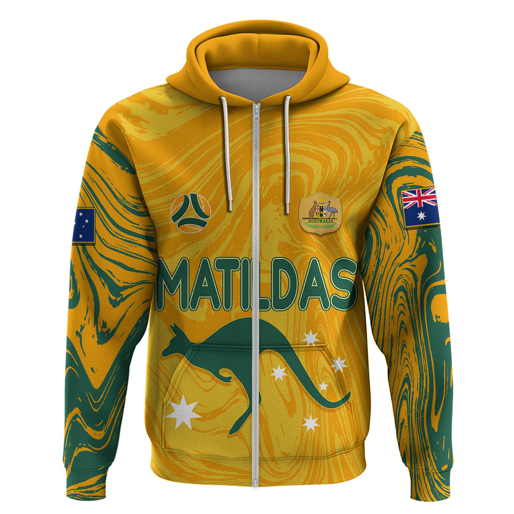 Personalised Aussie Matildas Hoodie 2023 Women World Cup Marble Patterns LT7 - Vibe Hoodie Shop
