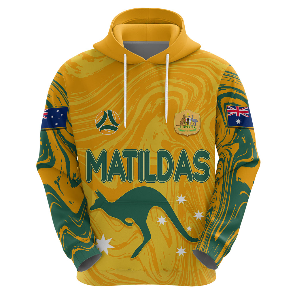 Personalised Aussie Matildas Hoodie 2023 Women World Cup Marble Patterns LT7 - Vibe Hoodie Shop