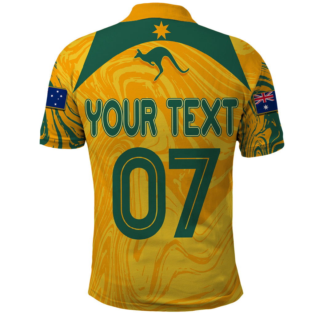 Personalised Aussie Matildas Polo Shirt 2023 Women World Cup Marble Patterns - Vibe Hoodie Shop