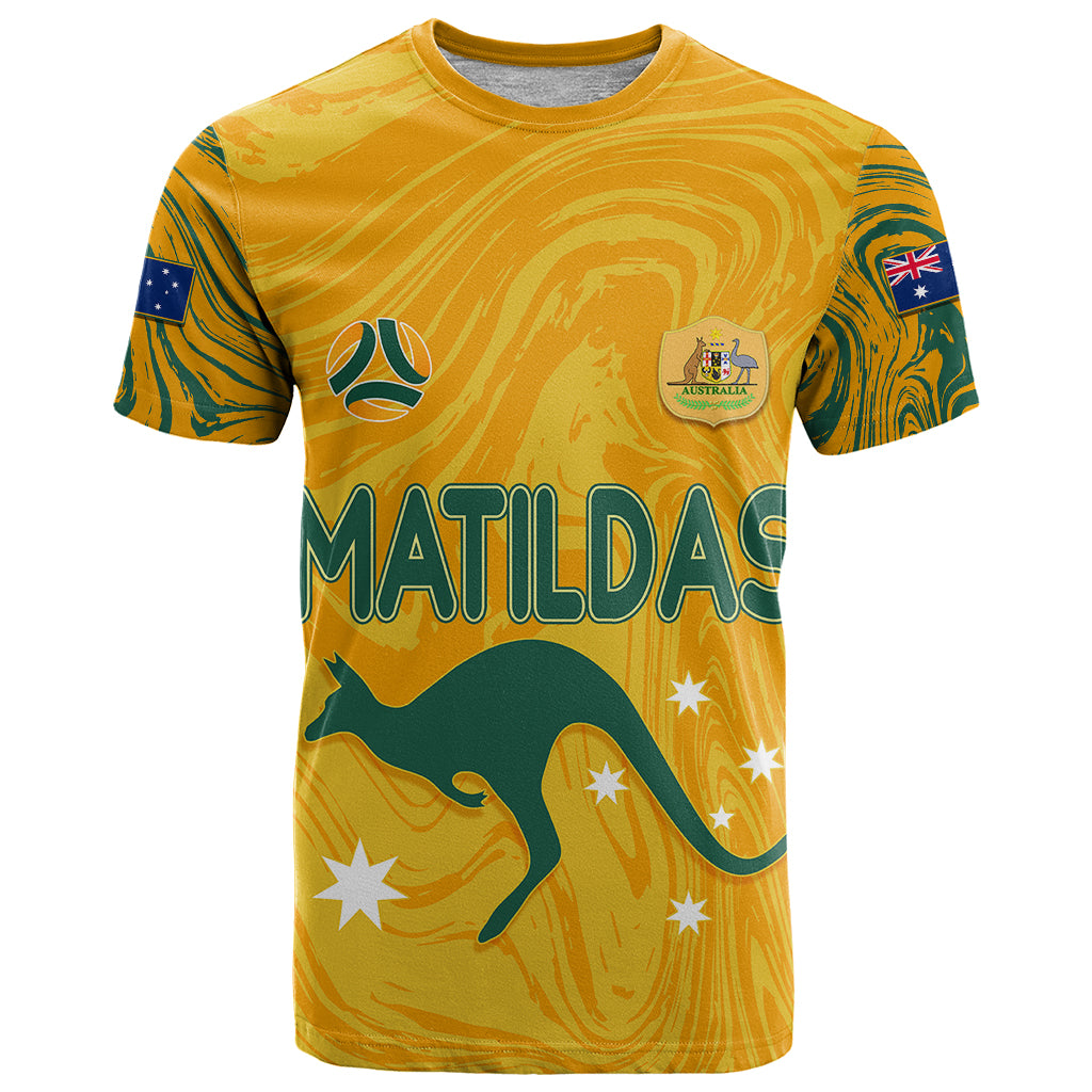 Personalised Aussie Matildas T Shirt 2023 Women World Cup Marble Patterns - Vibe Hoodie Shop