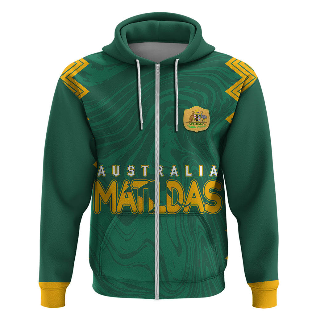 Personalised Aussie Matildas Hoodie 2023 Women World Cup Marble Patterns - Green LT7 - Vibe Hoodie Shop