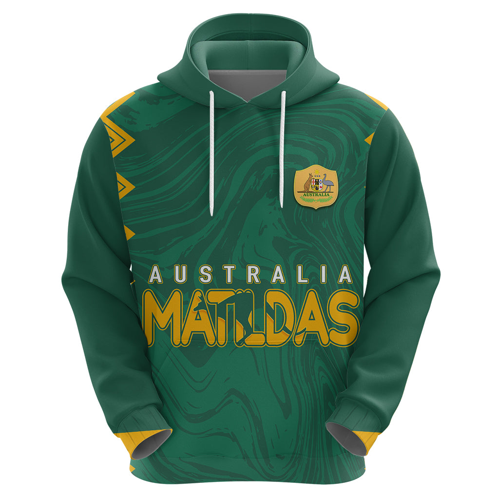 Personalised Aussie Matildas Hoodie 2023 Women World Cup Marble Patterns - Green LT7 - Vibe Hoodie Shop