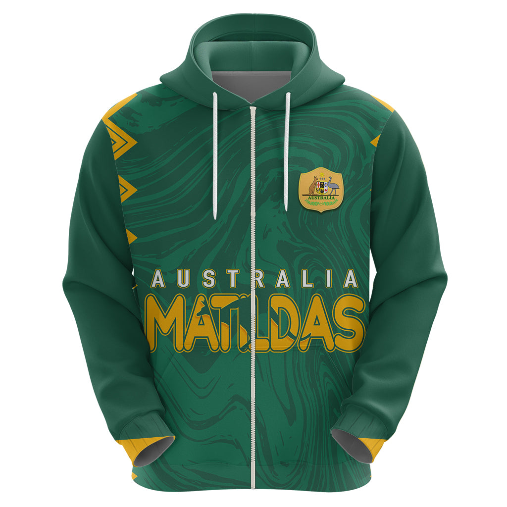 Personalised Aussie Matildas Hoodie 2023 Women World Cup Marble Patterns - Green LT7 - Vibe Hoodie Shop