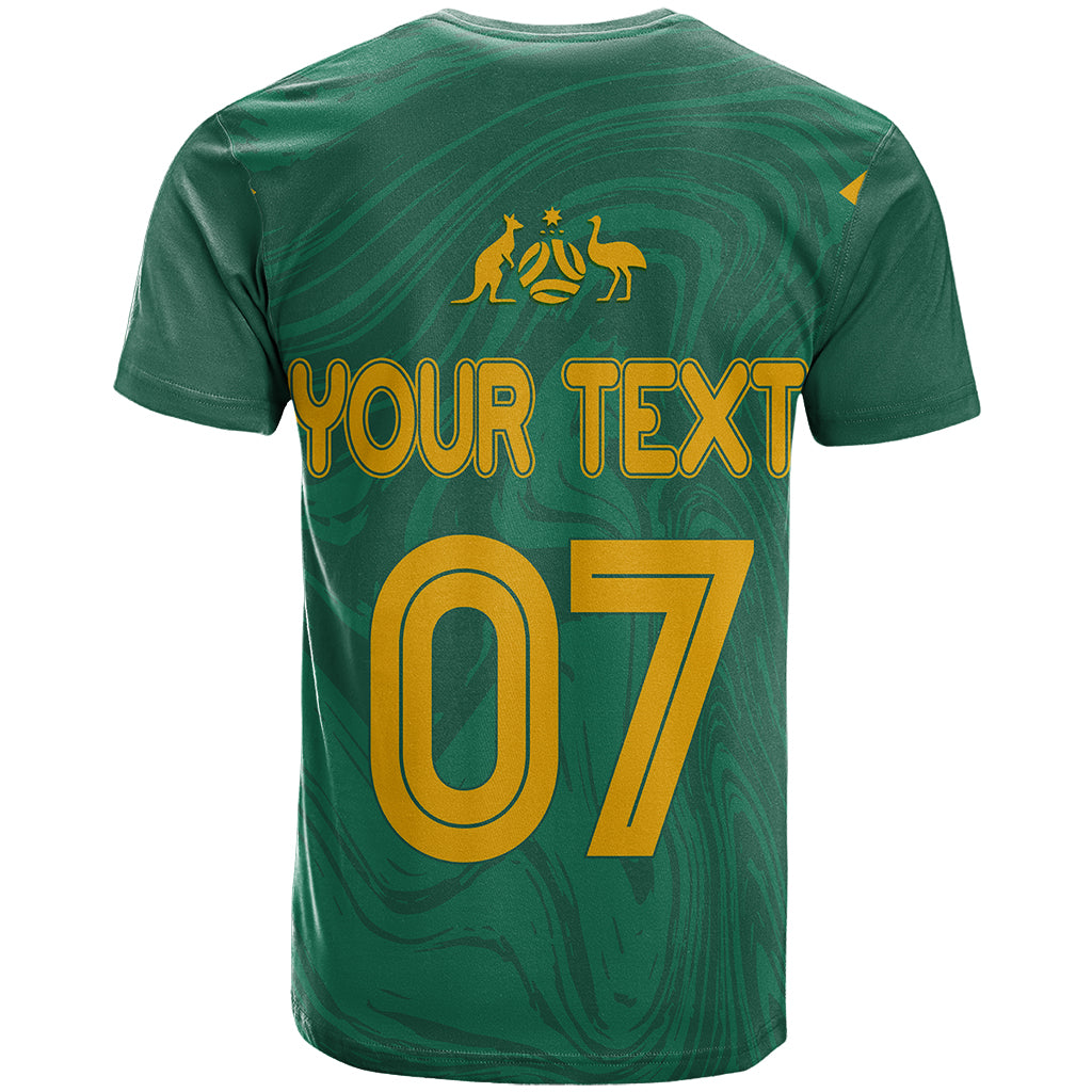 Personalised Aussie Matildas T Shirt 2023 Women World Cup Marble Patterns - Green - Vibe Hoodie Shop