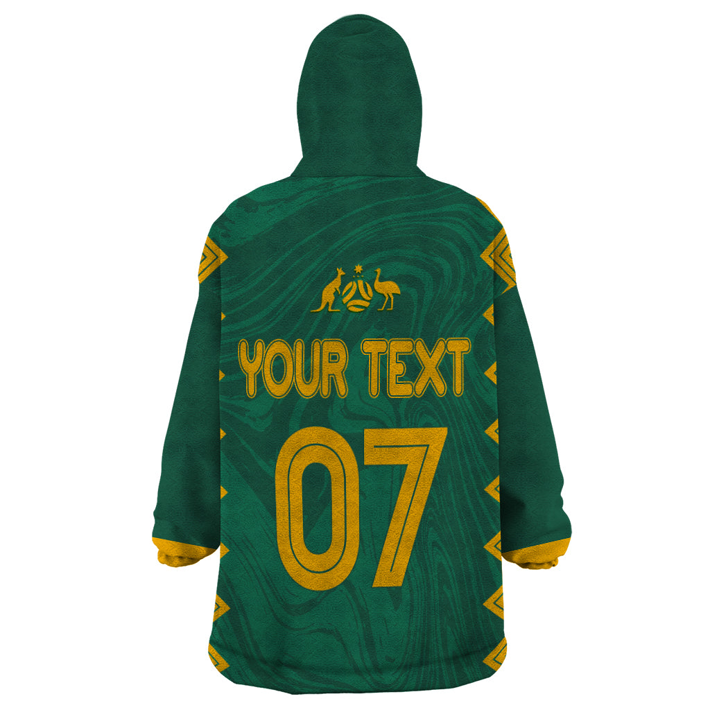 Personalised Aussie Matildas Wearable Blanket Hoodie 2023 Women World Cup Marble Patterns - Green - Vibe Hoodie Shop