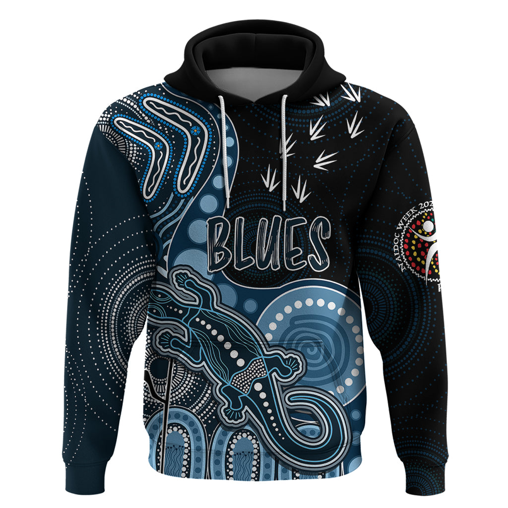 Personalised NAIDOC Week 2023 AFL Blues Hoodie Aboriginal Dot Art Lizard Mix Boomerang LT7 - Vibe Hoodie Shop