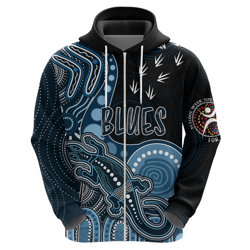 Personalised NAIDOC Week 2023 AFL Blues Hoodie Aboriginal Dot Art Lizard Mix Boomerang LT7 - Vibe Hoodie Shop