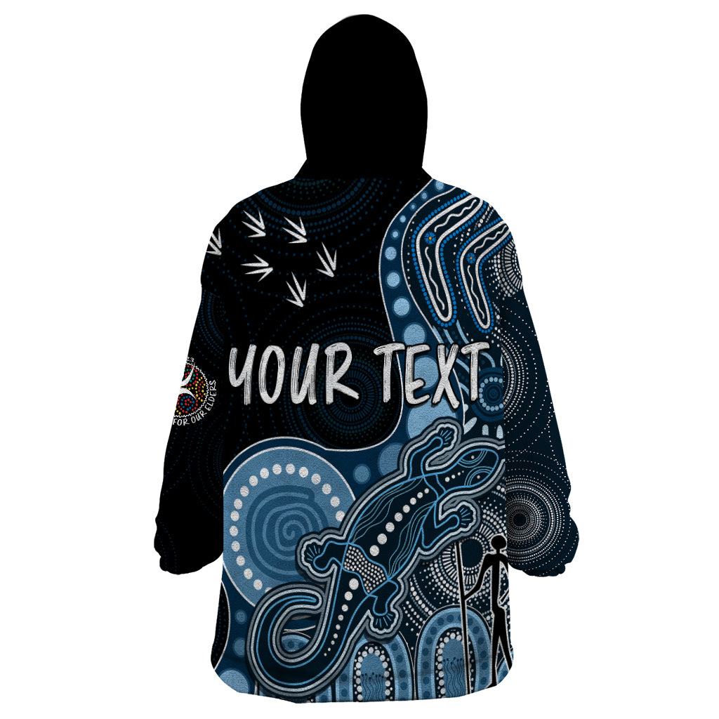 Personalised NAIDOC Week 2023 AFL Blues Wearable Blanket Hoodie Aboriginal Dot Art Lizard Mix Boomerang - Vibe Hoodie Shop