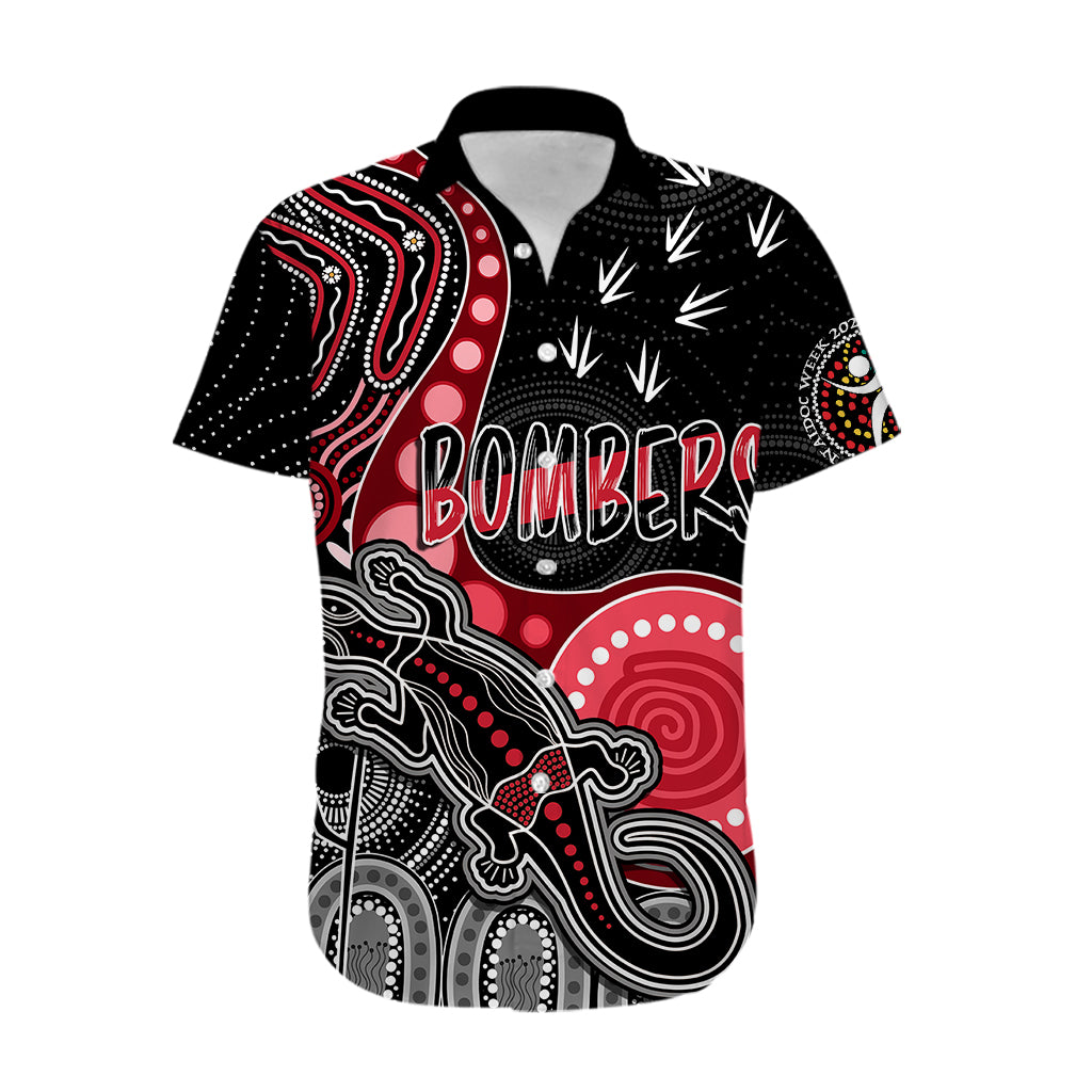 Personalised NAIDOC Week 2023 AFL Bombers Hawaiian Shirt Aboriginal Dot Art Lizard Mix Boomerang - Vibe Hoodie Shop