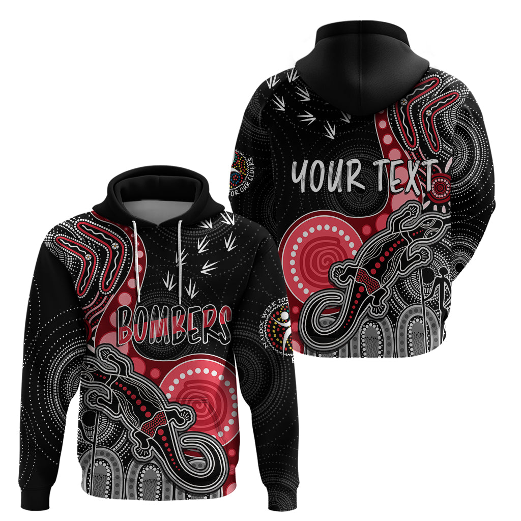 Personalised NAIDOC Week 2023 AFL Bombers Hoodie Aboriginal Dot Art Lizard Mix Boomerang LT7 - Vibe Hoodie Shop