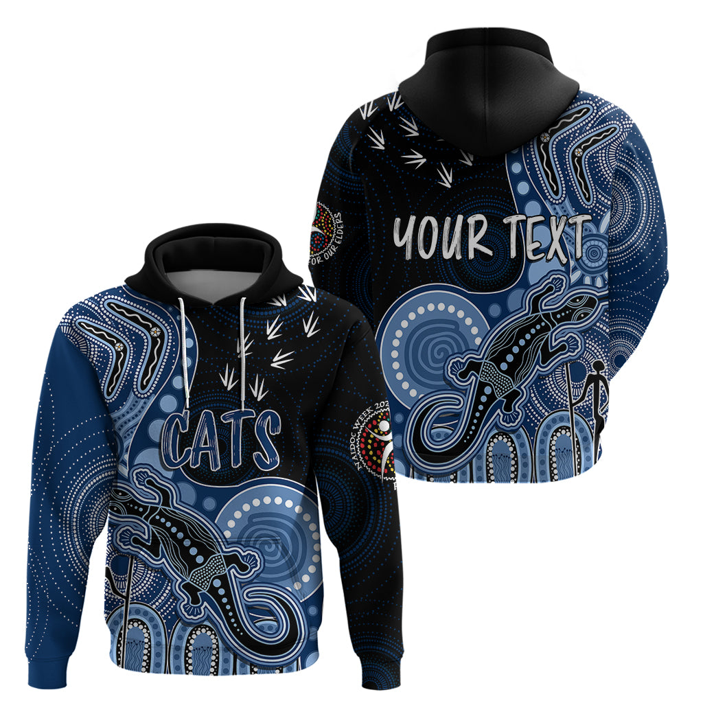 Personalised NAIDOC Week 2023 AFL Cats Hoodie Aboriginal Dot Art Lizard Mix Boomerang LT7 - Vibe Hoodie Shop