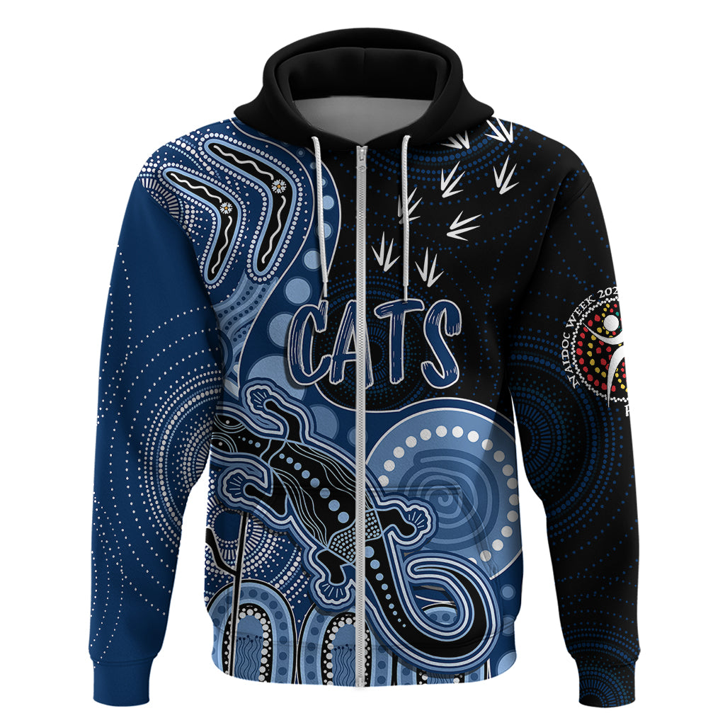 Personalised NAIDOC Week 2023 AFL Cats Hoodie Aboriginal Dot Art Lizard Mix Boomerang LT7 - Vibe Hoodie Shop