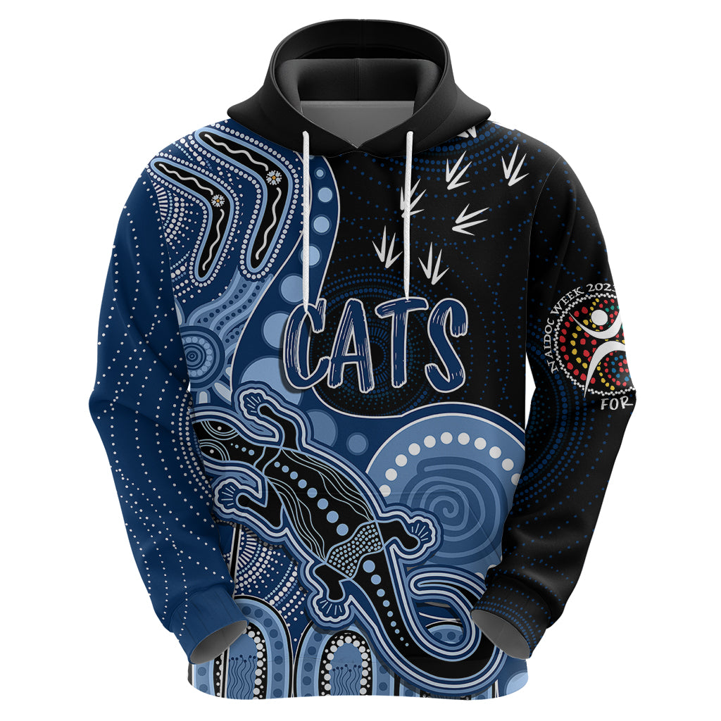 Personalised NAIDOC Week 2023 AFL Cats Hoodie Aboriginal Dot Art Lizard Mix Boomerang LT7 - Vibe Hoodie Shop