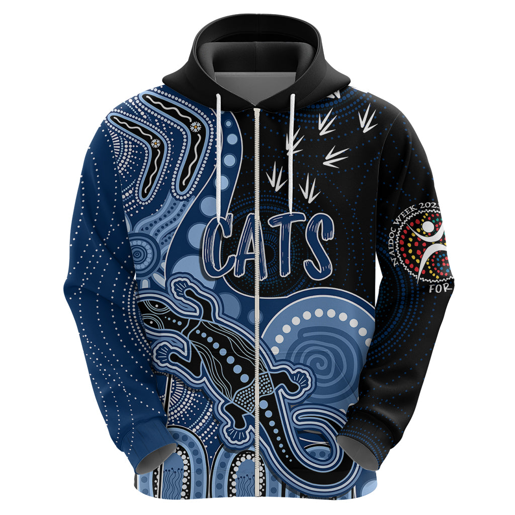 Personalised NAIDOC Week 2023 AFL Cats Hoodie Aboriginal Dot Art Lizard Mix Boomerang LT7 - Vibe Hoodie Shop
