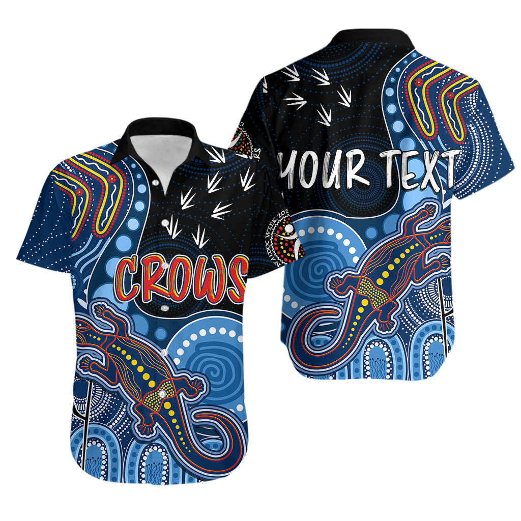 Personalised NAIDOC Week 2023 AFL Crows Hawaiian Shirt Aboriginal Dot Art Lizard Mix Boomerang - Vibe Hoodie Shop