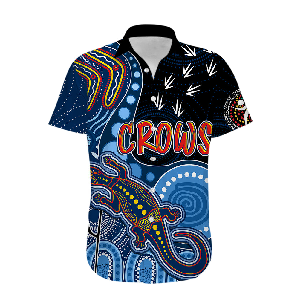 Personalised NAIDOC Week 2023 AFL Crows Hawaiian Shirt Aboriginal Dot Art Lizard Mix Boomerang - Vibe Hoodie Shop