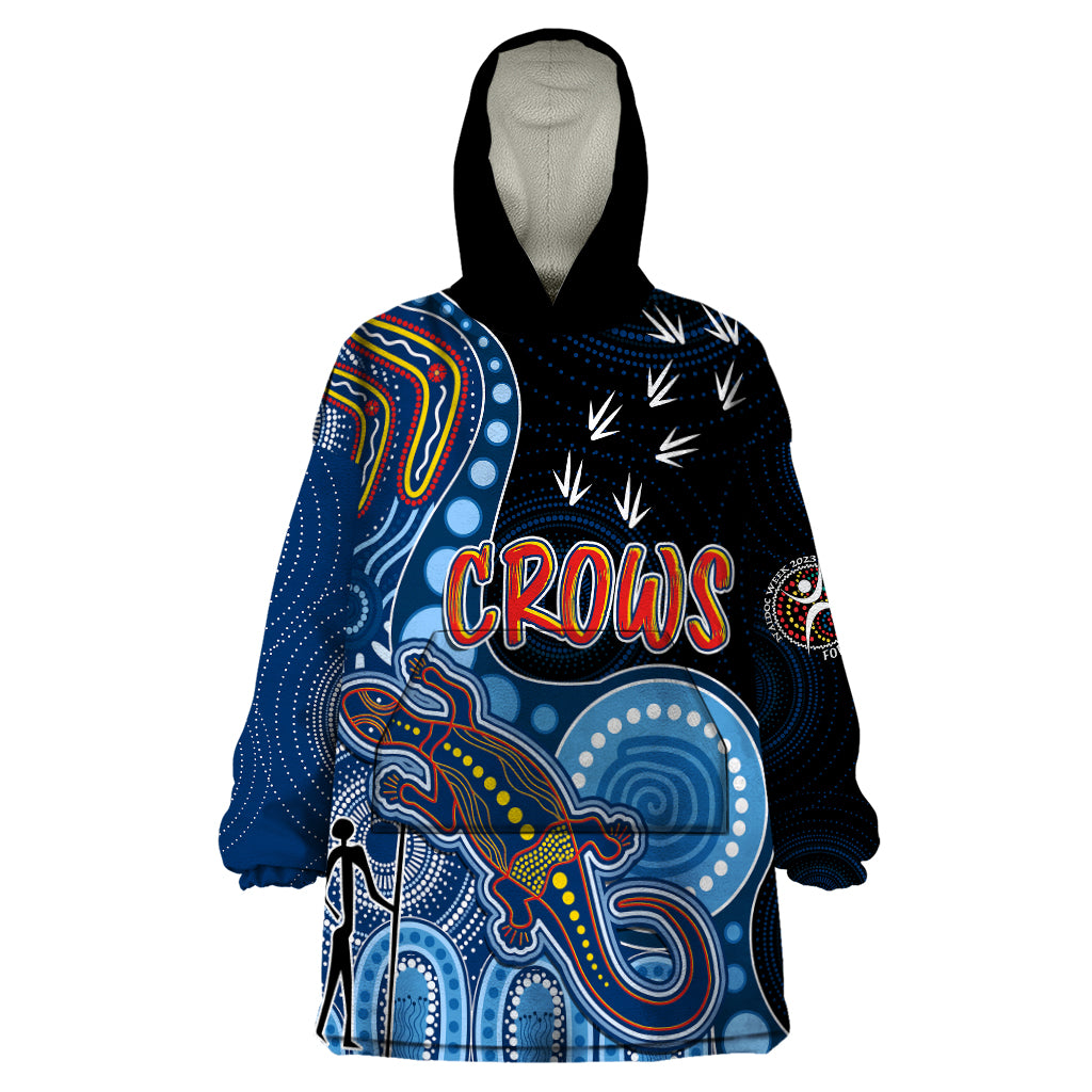 Personalised NAIDOC Week 2023 AFL Crows Wearable Blanket Hoodie Aboriginal Dot Art Lizard Mix Boomerang - Vibe Hoodie Shop