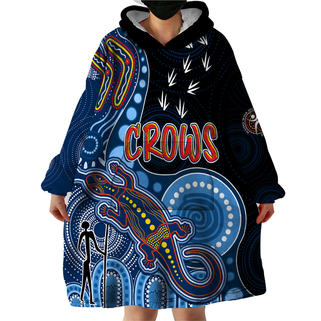 Personalised NAIDOC Week 2023 AFL Crows Wearable Blanket Hoodie Aboriginal Dot Art Lizard Mix Boomerang - Vibe Hoodie Shop