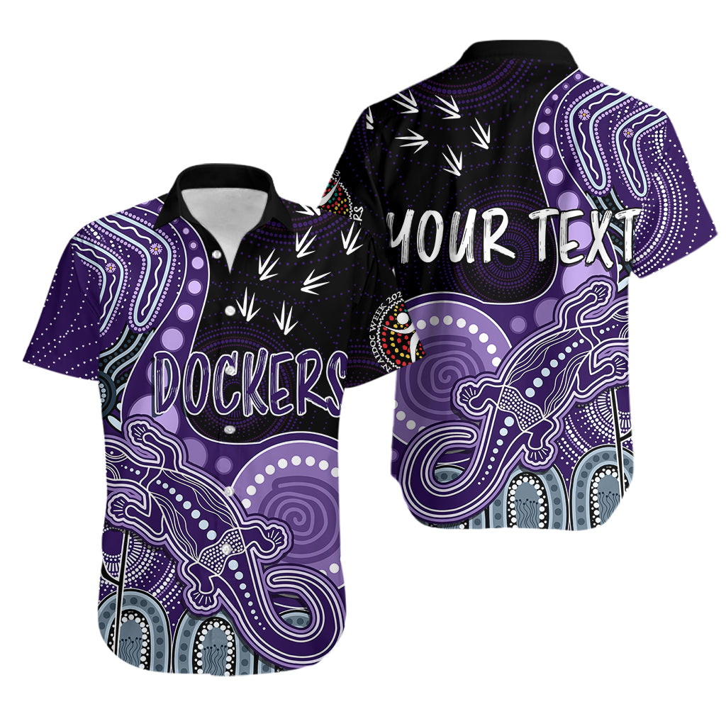 Personalised NAIDOC Week 2023 AFL Dockers Hawaiian Shirt Aboriginal Dot Art Lizard Mix Boomerang - Vibe Hoodie Shop