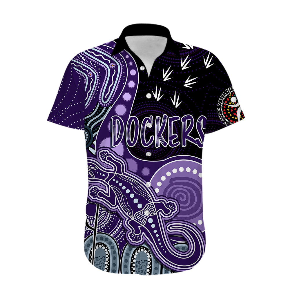 Personalised NAIDOC Week 2023 AFL Dockers Hawaiian Shirt Aboriginal Dot Art Lizard Mix Boomerang - Vibe Hoodie Shop