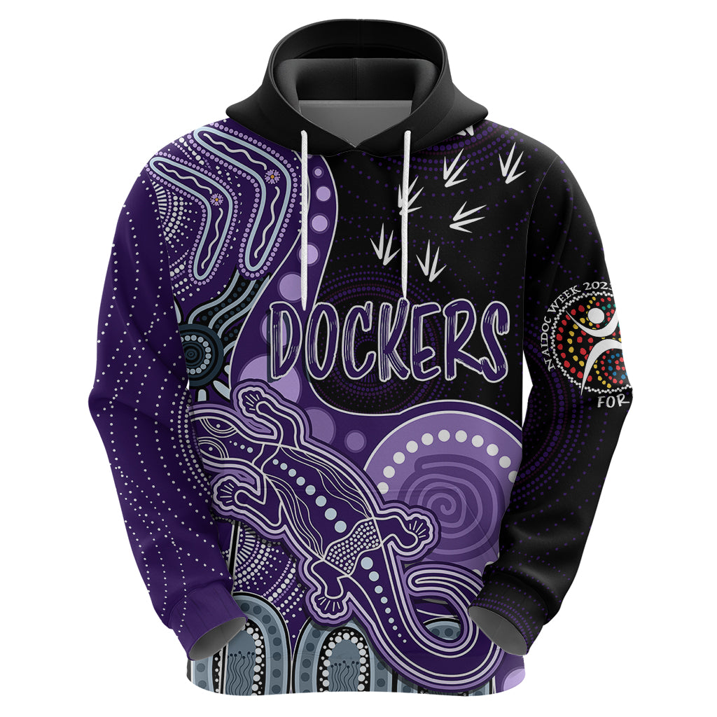 Personalised NAIDOC Week 2023 AFL Dockers Hoodie Aboriginal Dot Art Lizard Mix Boomerang LT7 - Vibe Hoodie Shop