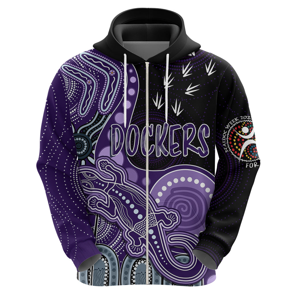 Personalised NAIDOC Week 2023 AFL Dockers Hoodie Aboriginal Dot Art Lizard Mix Boomerang LT7 - Vibe Hoodie Shop