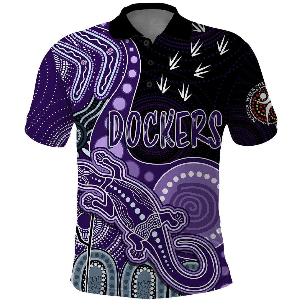 Personalised NAIDOC Week 2023 AFL Dockers Polo Shirt Aboriginal Dot Art Lizard Mix Boomerang - Vibe Hoodie Shop