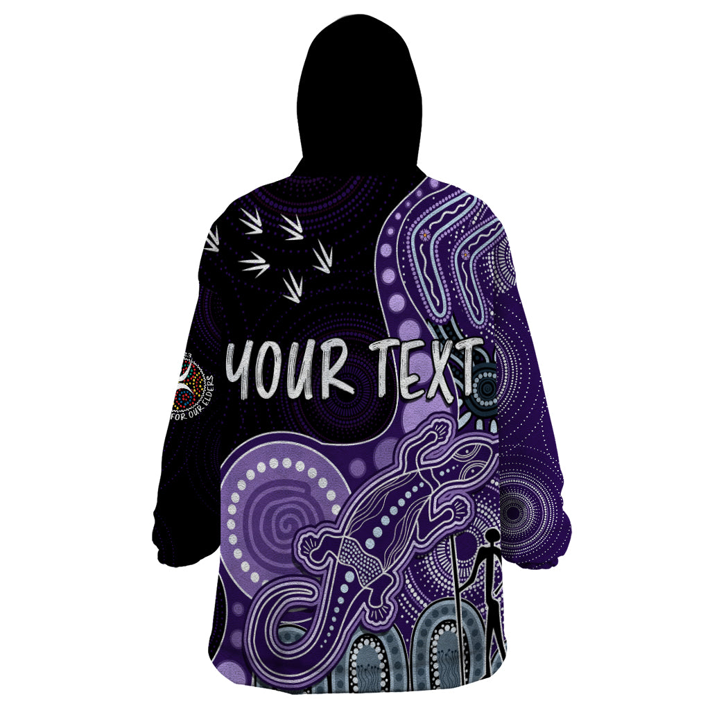 Personalised NAIDOC Week 2023 AFL Dockers Wearable Blanket Hoodie Aboriginal Dot Art Lizard Mix Boomerang - Vibe Hoodie Shop