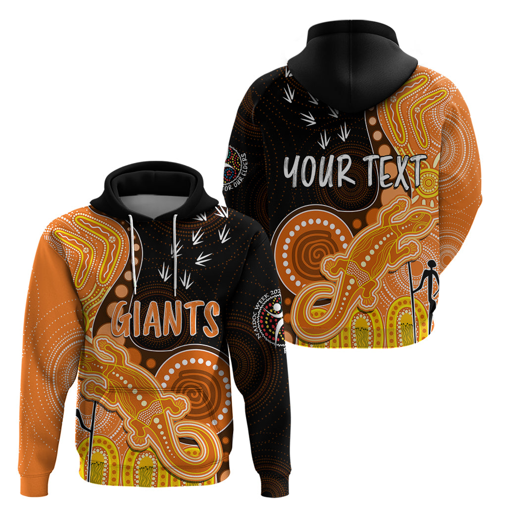 Personalised NAIDOC Week 2023 AFL Giants Hoodie Aboriginal Dot Art Lizard Mix Boomerang LT7 - Vibe Hoodie Shop