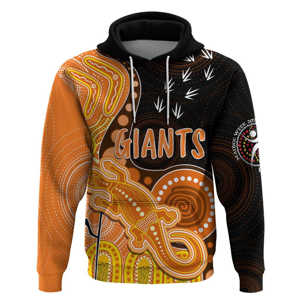 Personalised NAIDOC Week 2023 AFL Giants Hoodie Aboriginal Dot Art Lizard Mix Boomerang LT7 - Vibe Hoodie Shop