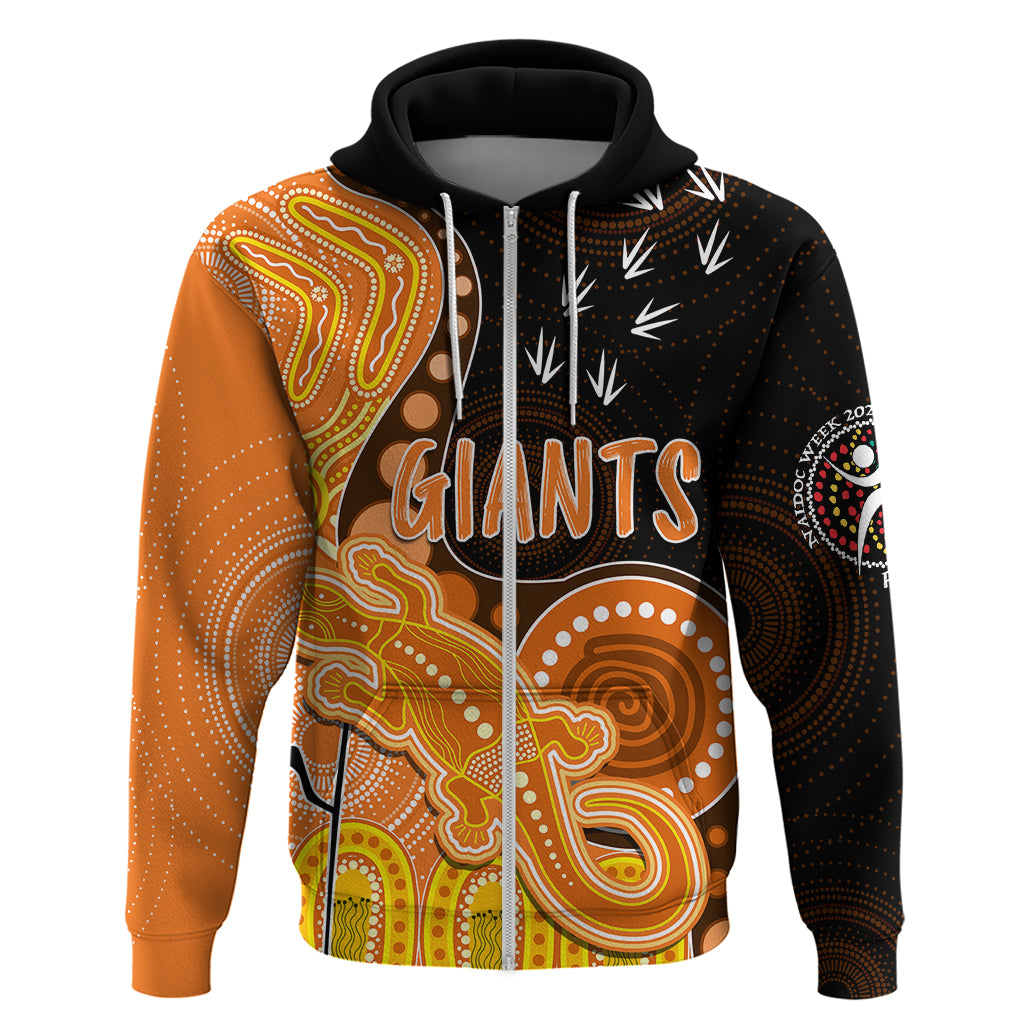 Personalised NAIDOC Week 2023 AFL Giants Hoodie Aboriginal Dot Art Lizard Mix Boomerang LT7 - Vibe Hoodie Shop