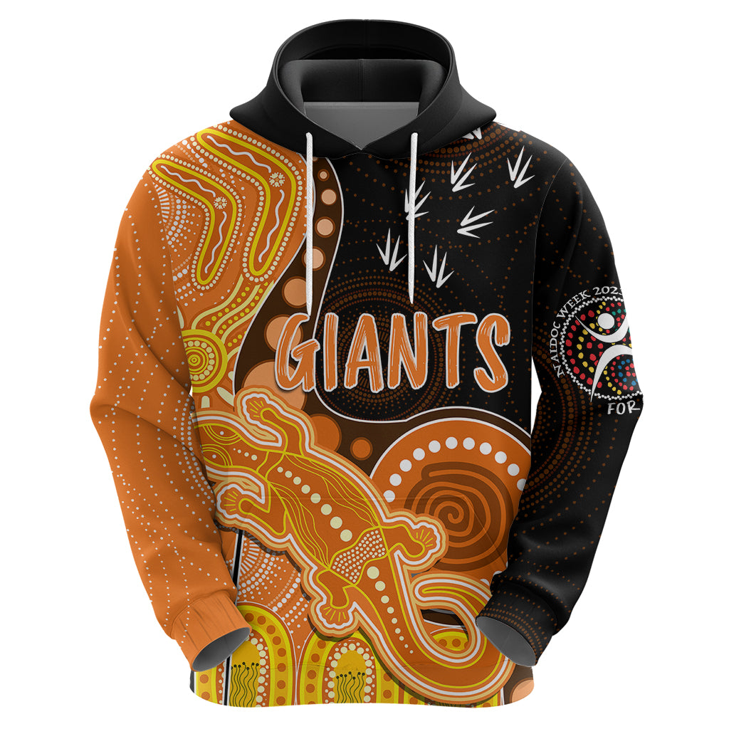 Personalised NAIDOC Week 2023 AFL Giants Hoodie Aboriginal Dot Art Lizard Mix Boomerang LT7 - Vibe Hoodie Shop