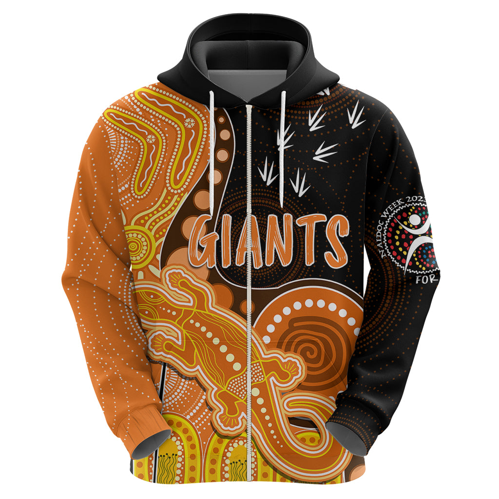 Personalised NAIDOC Week 2023 AFL Giants Hoodie Aboriginal Dot Art Lizard Mix Boomerang LT7 - Vibe Hoodie Shop