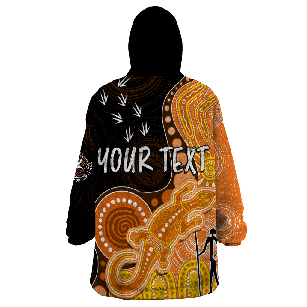 Personalised NAIDOC Week 2023 AFL Giants Wearable Blanket Hoodie Aboriginal Dot Art Lizard Mix Boomerang - Vibe Hoodie Shop