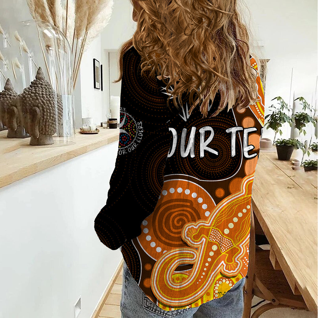 Personalised NAIDOC Week 2023 AFL Giants Women Casual Shirt Aboriginal Dot Art Lizard Mix Boomerang - Vibe Hoodie Shop