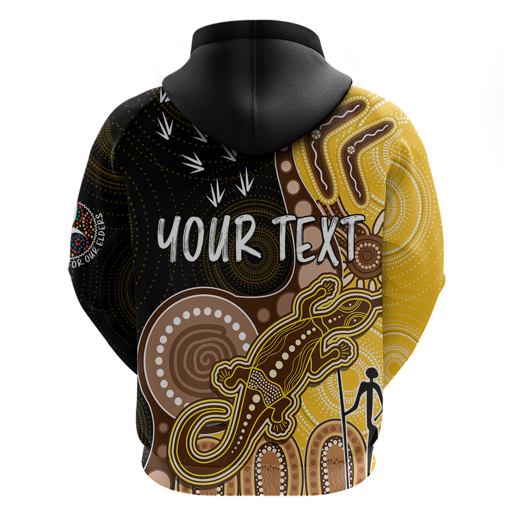 Personalised NAIDOC Week 2023 AFL Hawks Hoodie Aboriginal Dot Art Lizard Mix Boomerang LT7 - Vibe Hoodie Shop