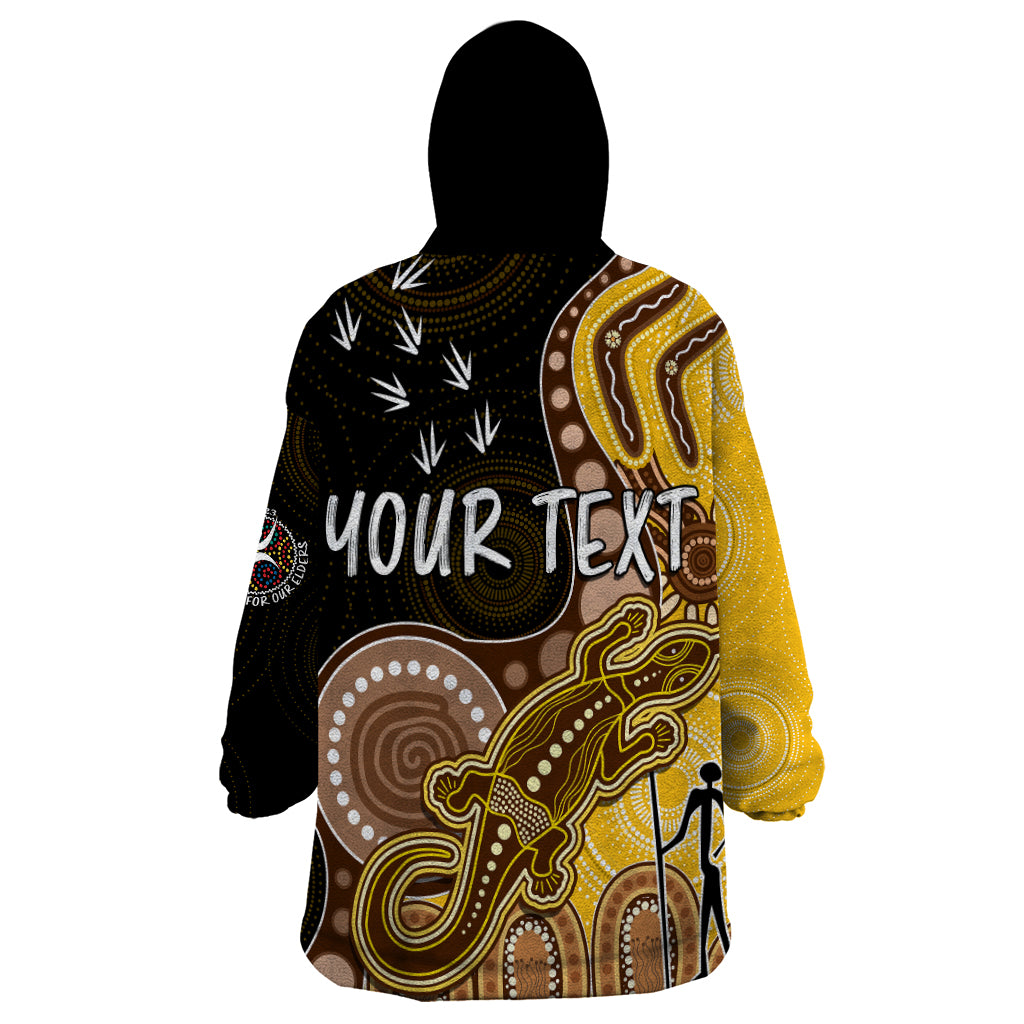 Personalised NAIDOC Week 2023 AFL Hawks Wearable Blanket Hoodie Aboriginal Dot Art Lizard Mix Boomerang - Vibe Hoodie Shop