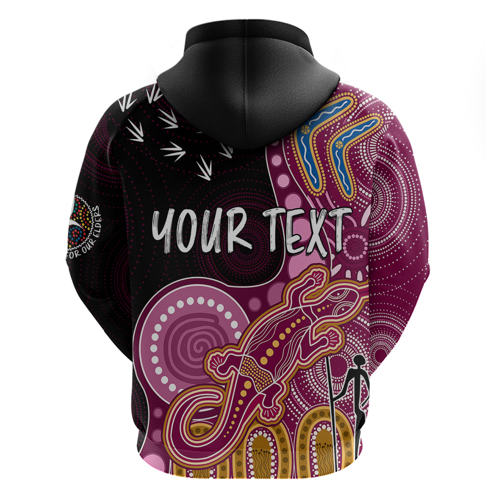 Personalised NAIDOC Week 2023 AFL Lions Hoodie Aboriginal Dot Art Lizard Mix Boomerang LT7 - Vibe Hoodie Shop