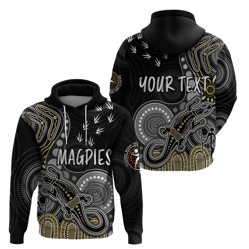 Personalised NAIDOC Week 2023 AFL Magpies Hoodie Aboriginal Dot Art Lizard Mix Boomerang LT7 - Vibe Hoodie Shop
