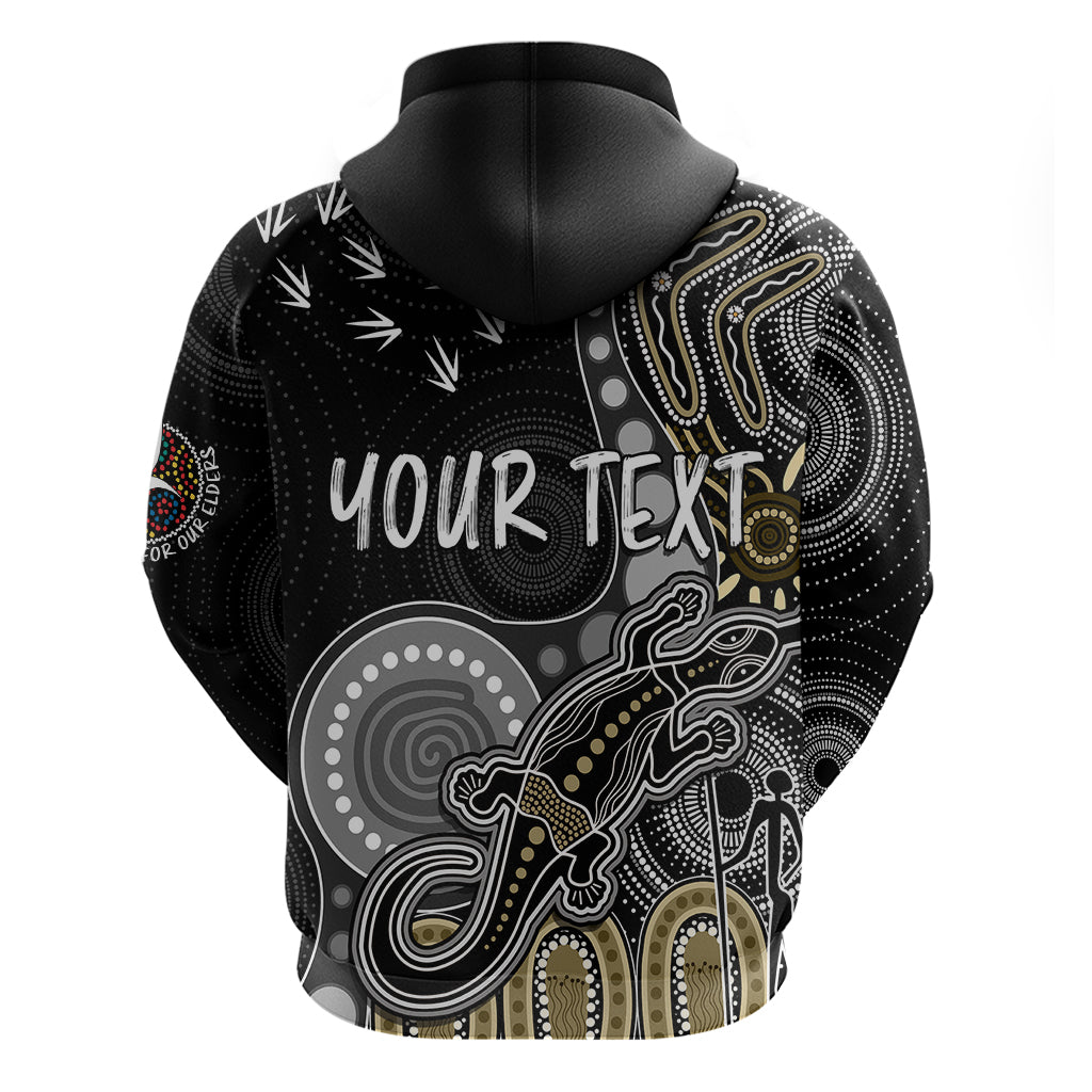 Personalised NAIDOC Week 2023 AFL Magpies Hoodie Aboriginal Dot Art Lizard Mix Boomerang LT7 - Vibe Hoodie Shop