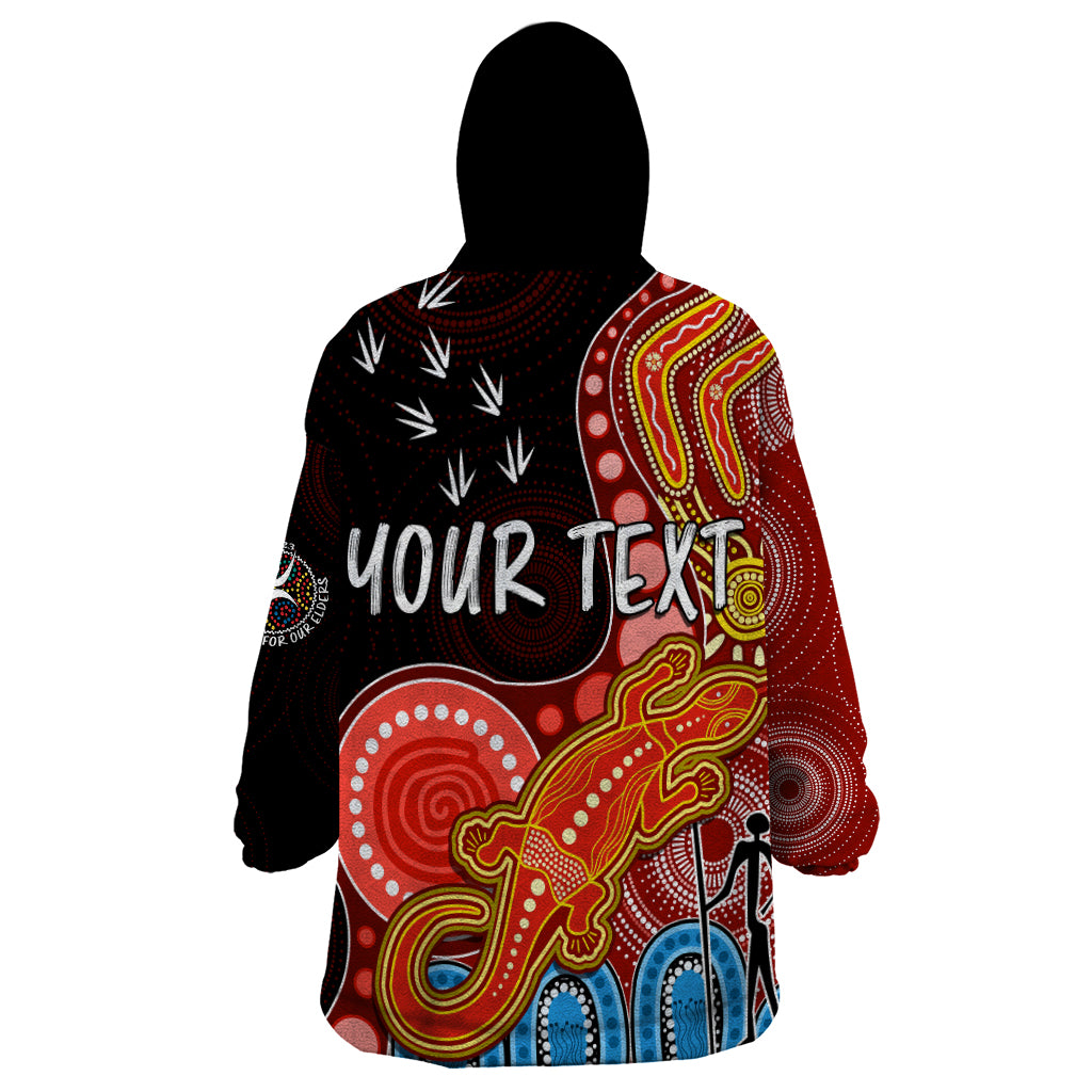 Personalised NAIDOC Week 2023 AFL Suns Wearable Blanket Hoodie Aboriginal Dot Art Lizard Mix Boomerang - Vibe Hoodie Shop