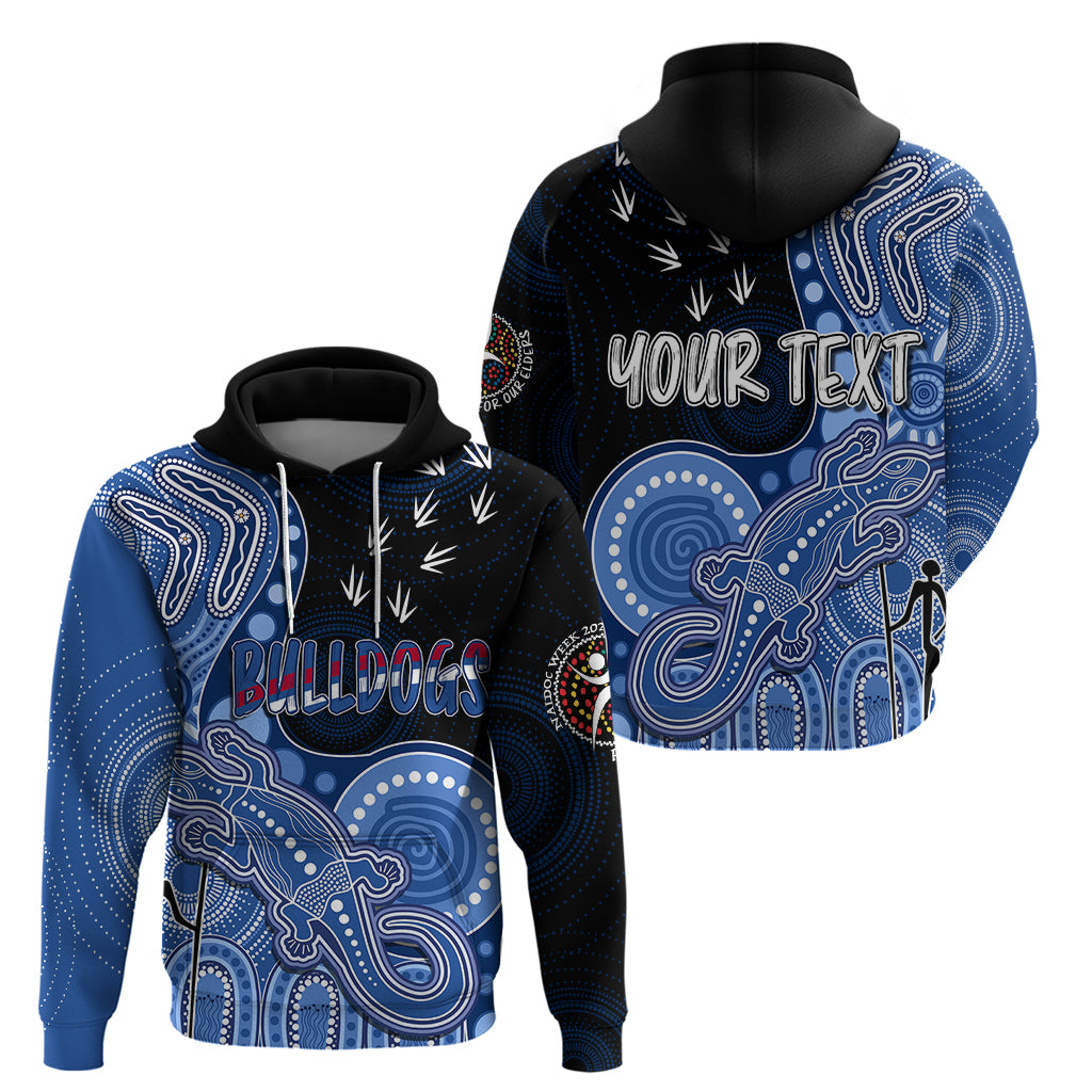 Personalised NAIDOC Week 2023 AFL Bulldogs Hoodie Aboriginal Dot Art Lizard Mix Boomerang LT7 - Vibe Hoodie Shop