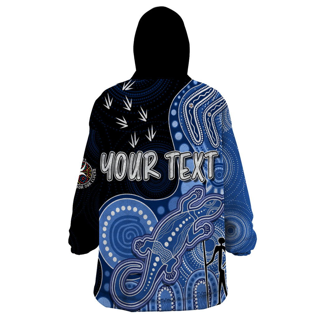 Personalised NAIDOC Week 2023 AFL Bulldogs Wearable Blanket Hoodie Aboriginal Dot Art Lizard Mix Boomerang - Vibe Hoodie Shop