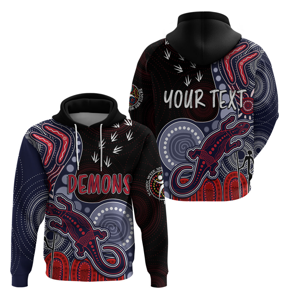 Personalised NAIDOC Week 2023 AFL Demons Hoodie Aboriginal Dot Art Lizard Mix Boomerang LT7 - Vibe Hoodie Shop
