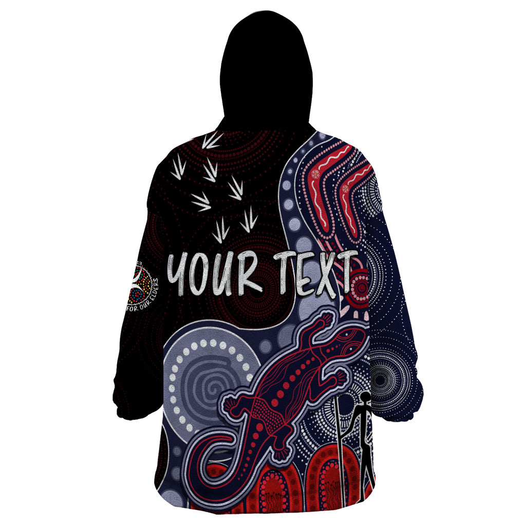 Personalised NAIDOC Week 2023 AFL Demons Wearable Blanket Hoodie Aboriginal Dot Art Lizard Mix Boomerang - Vibe Hoodie Shop